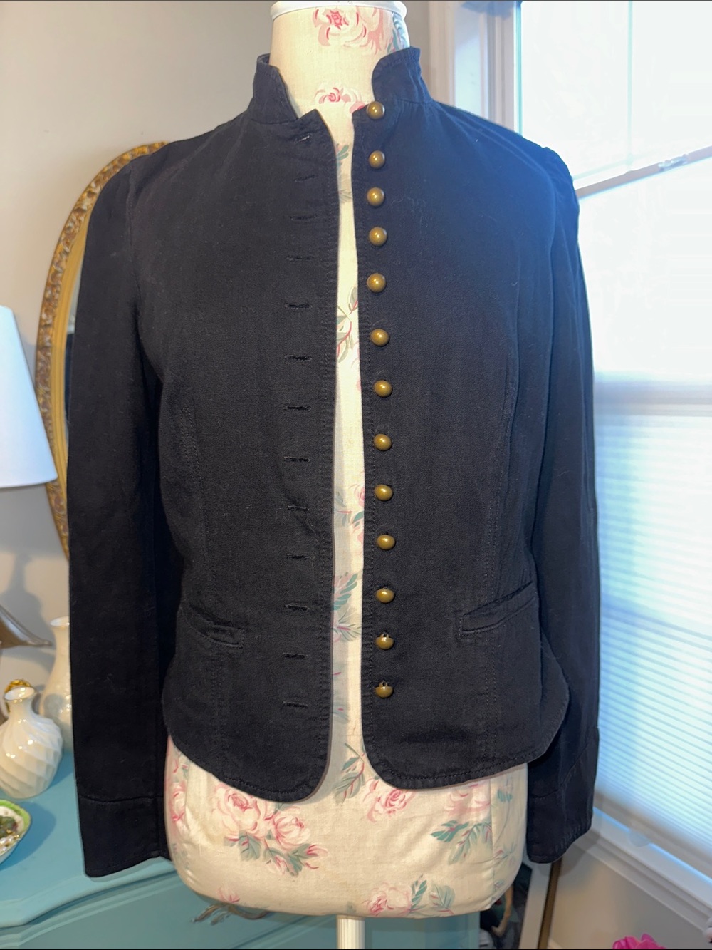 Black Women's Military-Style Button Front Blazer